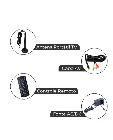 TV PORTÁTIL DIGITAL 14 POLEGADAS RECARREGÁVEL LCD